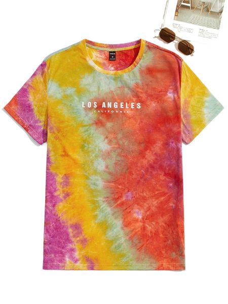 

men tie dye letter graphic tee 07sj#, White;black