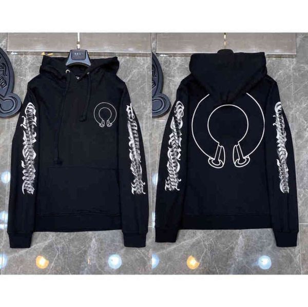 

fashion brand mens classic sweatshirts ch designer hoodies horseshoe cross print jacket women casual quality luxury pullover hooded loose h, Black