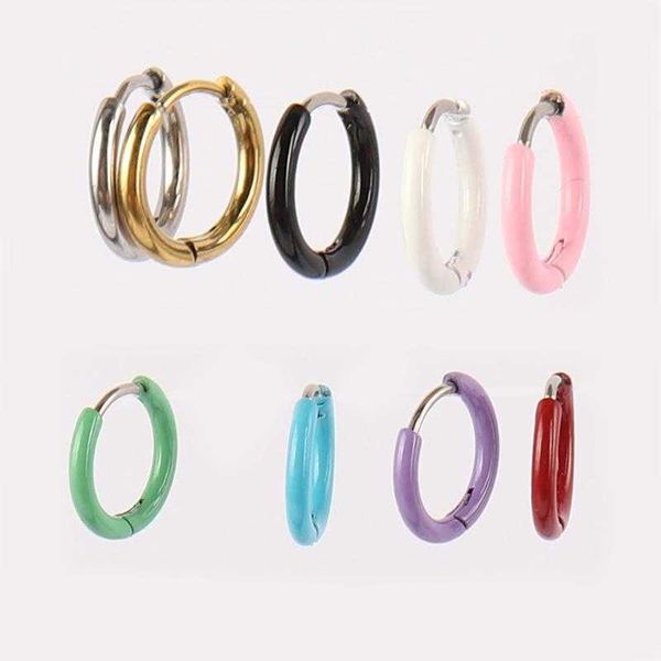 

hoop & huggie stainless steel earrings small woman thick for women round circle earring colour men jewelryhoop, Golden;silver