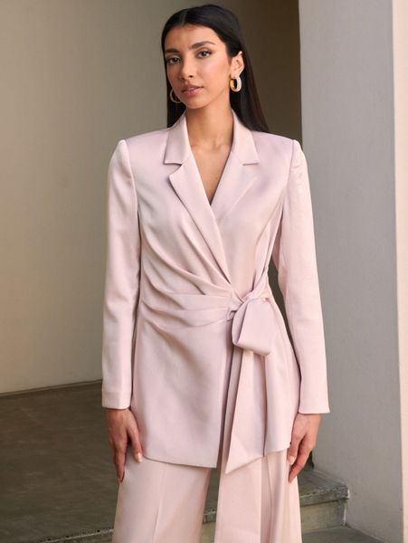 

motf premium structured belted blazer 84ip#, White