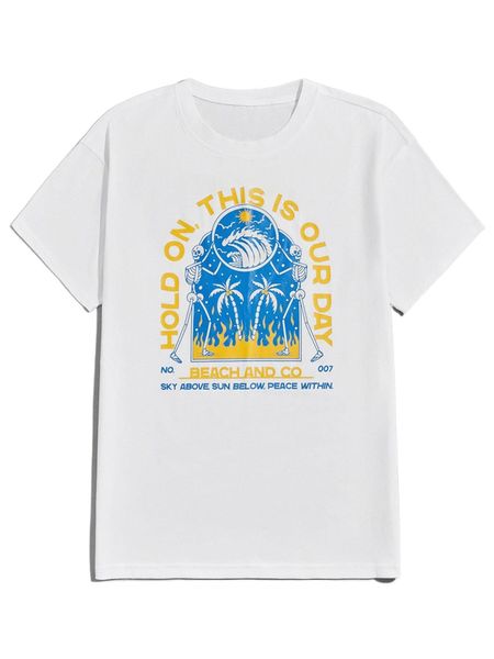 

romwe x folluther guys slogan & skull graphic tee q5wr#, White;black