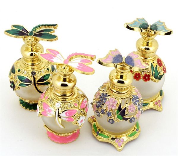 Toptan dekoratif cam parfüm şişesi mücevherli emaye süslü kristal parfüm tutucu koku şişeleri boş doldurulabilir