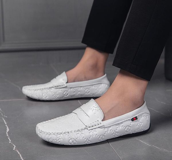 

genuine leather men shoes casual luxury brand soft mens loafers moccasins breathable slip on male driving shoes, Black