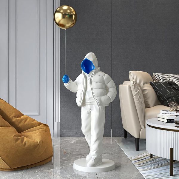 Oggetti decorativi Figurine Stile nordico Originalità Balloon Boy Figura da terra Statua Decorazione per la casa Grande pianerottolo Arredamento per soggiorno Scul