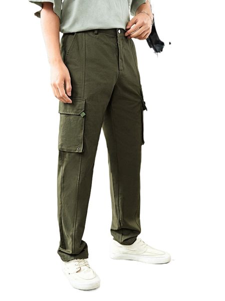 

men flap pocket side cargo pants y0ij#, Black