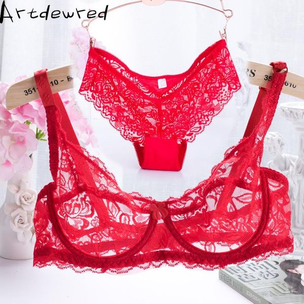 

ultra thin lace bras ladies bra sets women underwear intimate noble young girl brassiere, Red;black