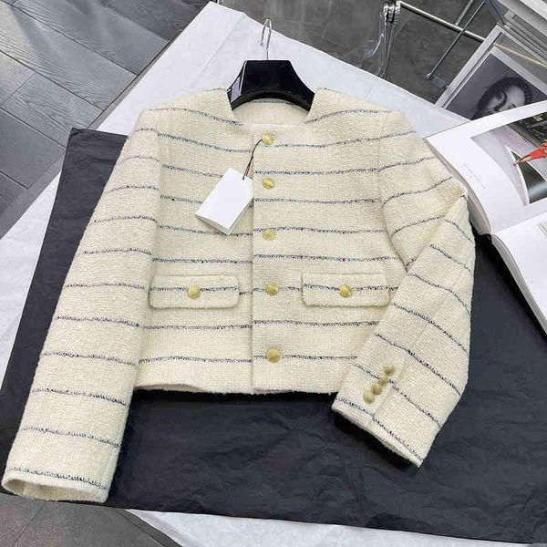 2022 CE famiglia nuovo prodotto camicetta giacca celebrità cappotto corto tweed a righe profumo piccolo donna