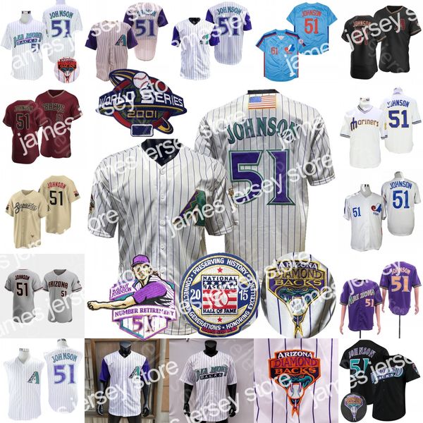 New Randy Johnson Jersey 2001 WS Retirement Hall of Fame patch 1999 Turn Back Pinstripe Green Navy White Cream Pinstripe Fans Vintage Taille S-3XL