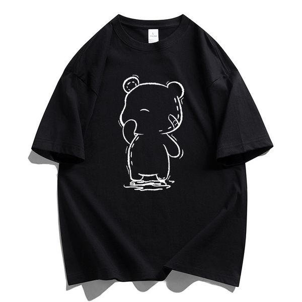 

2022 mens fashion t shirt designers men black white bear printed tees short sleeve boy casual hip hop streetwear tshirts plus size 2xl 4xl 5, White;black