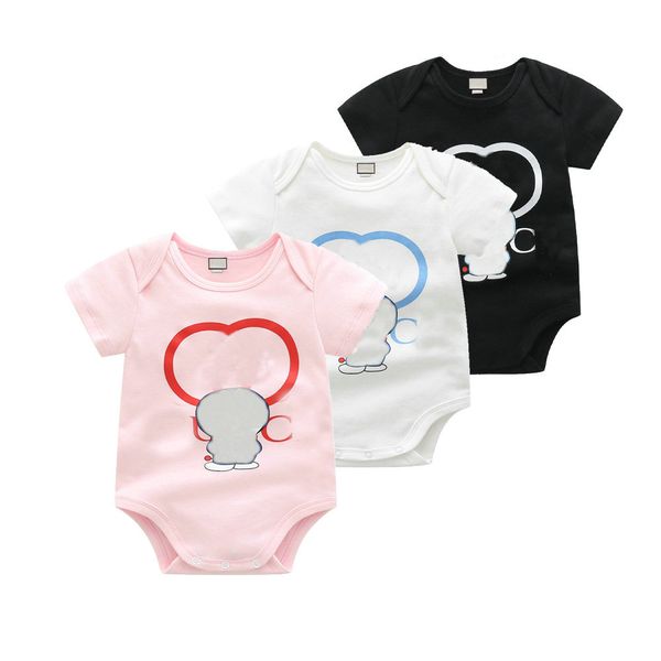 

Newborn Baby Rompers Girls and Boy Short Sleeve Cotton Clothes Designer Brand Letter Print Infant Baby Romper Toddler Children Pajamas 3 Models, Black white