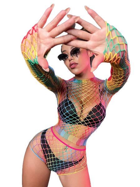 

ombre fishnet mesh lingerie set without liner h2mb#, Black;red