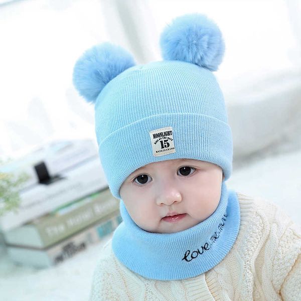 2pcs chapéu de bebê conjuntos de lenços de bebê urso gato inverno primavera outono malha quente bonnet crianças bonés meninos garoto de crochê de crochê