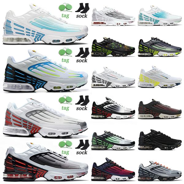 

2022 tn plus 3 mens women running shoes laser blue white silver black red graphy pack neon crater blud void outdoor sports tuned iii sneaker