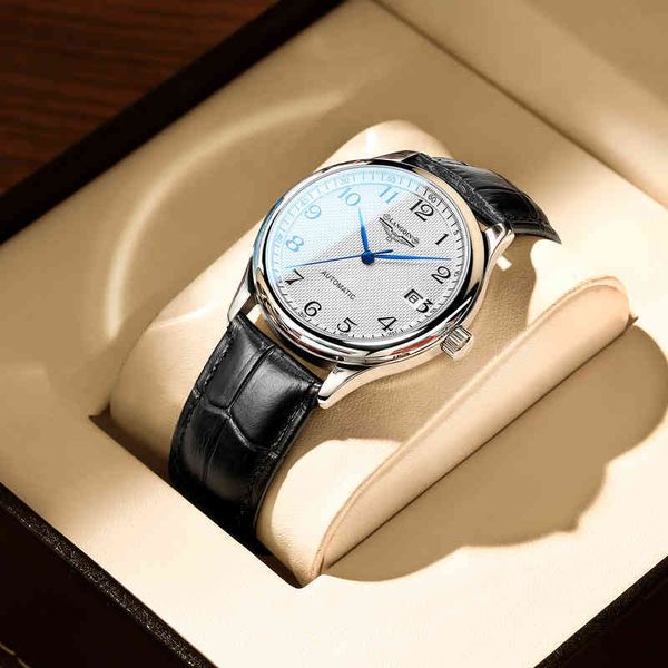 

official website brand henggu longin overseas swiss famous men's automatic mechanical watch leisure waterproof, Slivery;brown