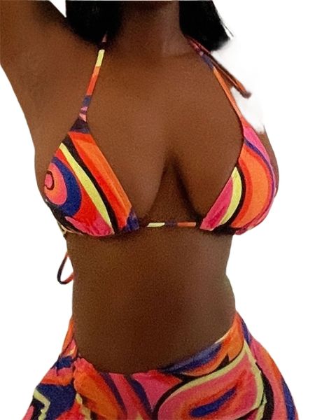 

allover print tie back halter bikini h4ly#, White;black