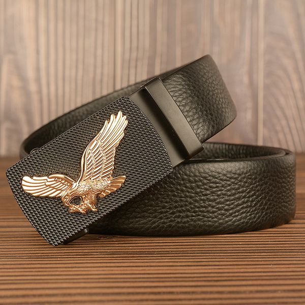 

new tiger personality men's belt layer leather casual automatic buckle belt business pants r mens designer belts movement fashion 2022, Black;brown