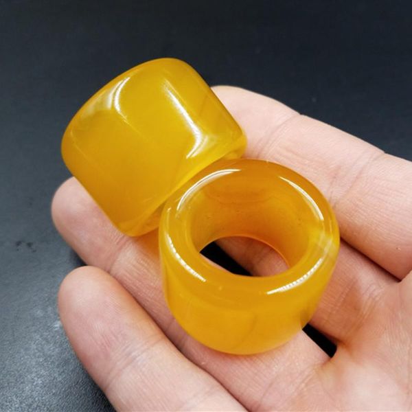 

cluster rings natural yellow agate ring for men lovers with texture handmade brand jadeite jade jewelry stone 1 piece, Golden;silver