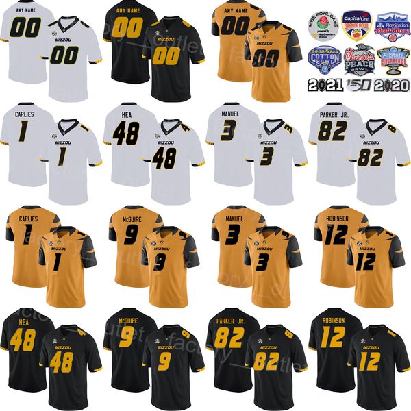 

ncaa college missouri tigers football 3 martez manuel jersey 1 jaylon carlies 9 isaiah mcguire 82 daniel parker jr 48 niko hea 12 shawn robi, Black