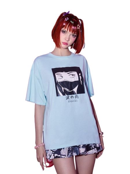 

romwe x may lee anime figure graphic tee f4kh#, White