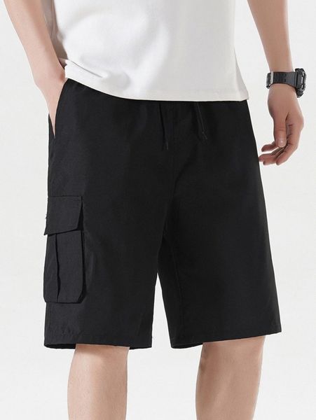 

men flap pocket drawstring waist shorts g4nx#, White;black