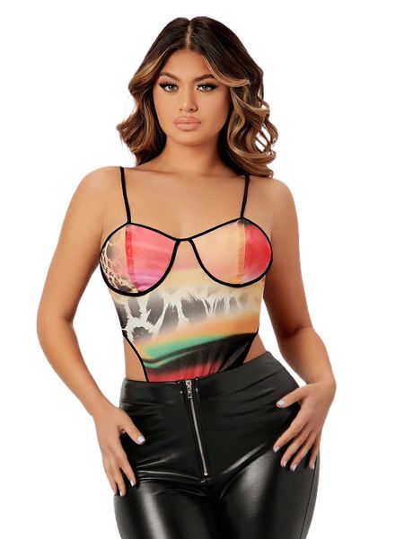 

sxy leopard print high cut cami bodysuit y2i0#, White