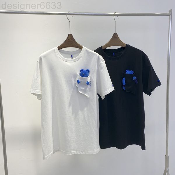 

women's t-shirt designer korea fashion brand ader short sleeve design sense hole pocket bear doll men and women lovers loose half uuuh, White