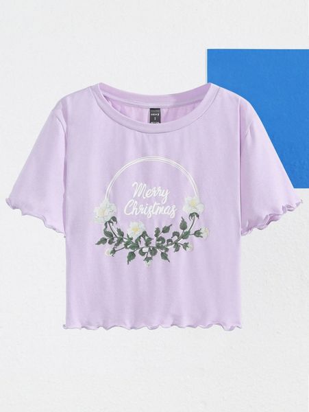 

x kays illustrations floral and letter graphic lettuce trim tee p4a9#, White