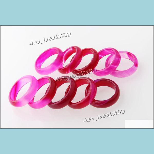 Band Rings Jewelry New Beautif Smooth rosa redondo sólido jade/gem stone 6 mm - ótimo valor 20pcs lotes gota del dhkgr