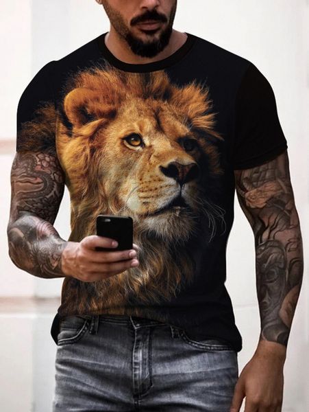 

men 3d lion print tee j5wu#, White;black