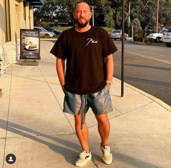 

brand designer t shirt 1:1 version rhude pure color vintage letter t-shirt men women couple 100% cotton hip hop high street oversize tee, White;black