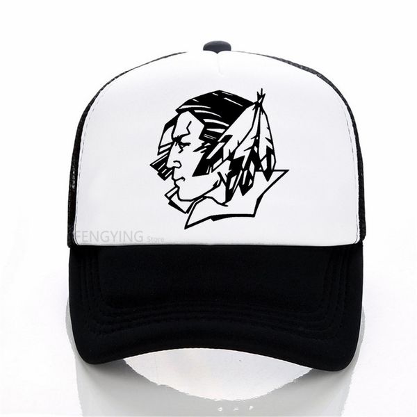 

cartoon fighting sioux with feather decals baseball cap adjustable snapbacks hat casual sports cap, Blue;gray