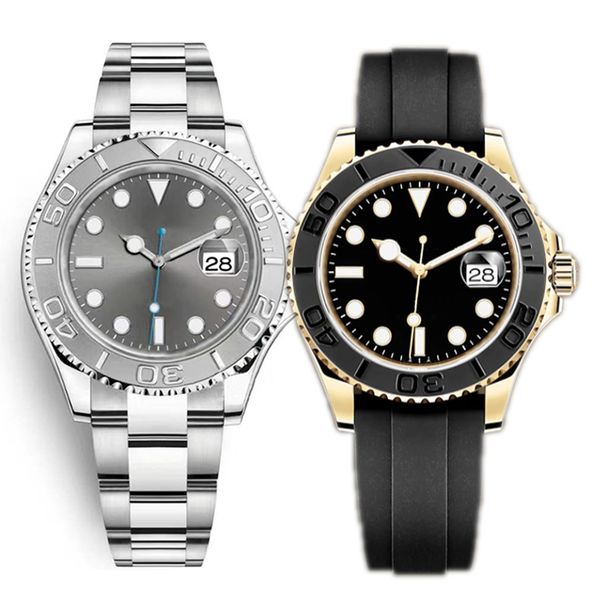 

mens automatic mechanical watch 40mm black dial designer watches sapphire glass classic folding strap super luminous water resistant watch m, Slivery;brown