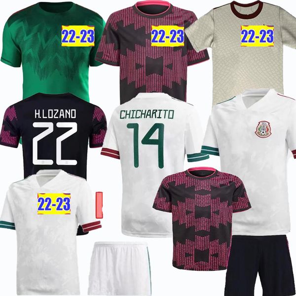 

size s-4xl 2022 world cup mexico soccer jerseys lozano chicharito player version football shirts fans dos santos kits mexico 22 23 jersey me, Black;yellow