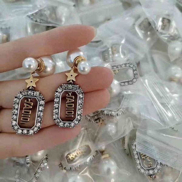 

earrings d home dijia letter ja long oval tassel size pearl female used, Golden