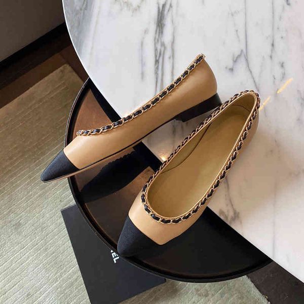 

dress shoes g with small fragrance chain women's shoes cruise pointed color matching apricot low heel shallow mouth single flat, Black