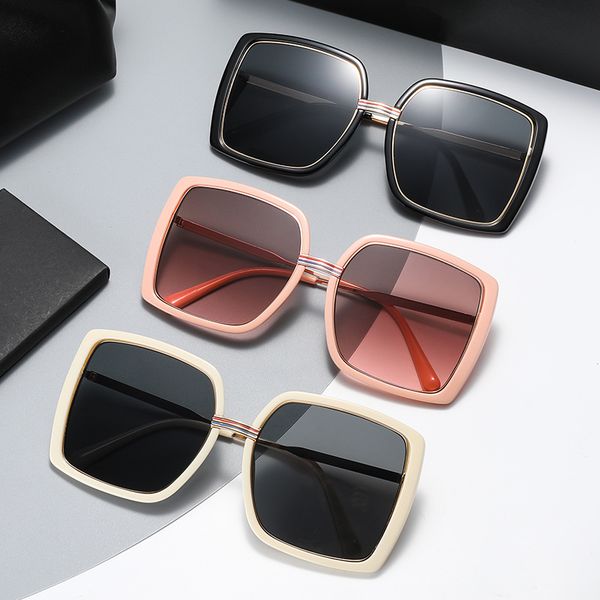 

2022 european and american style fashion large frame thin sunglasses women's uv400 sunglasses, White;black