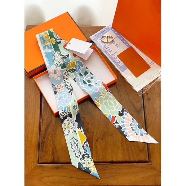 

18  silk scarf womens french retro tie bag small long ribbon decoration hair band h all-match ribbon, Blue;gray