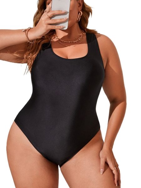 

plus criss cross backless one piece swimsuit b37v#, White;black