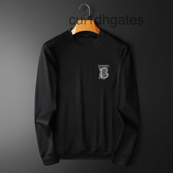 

2022 designer b br coats and hoodie men's sweater round neck mercerized cotton long sleeve t-shirt 2022 spring summer new bottoming shi, Black