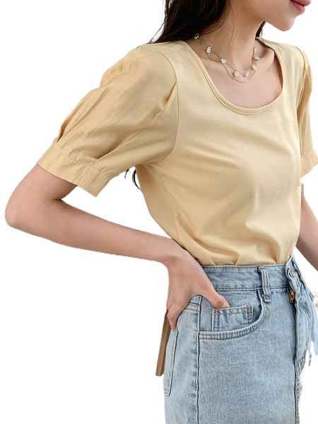 

dazy plicated detail scoop neck tee w0rh#, White