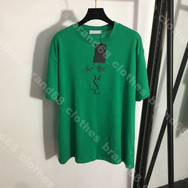 

designer women cotton t shirt dress y.s.l 22ss printed short sleeve shirts hip hop loose female tees pullover logo brand casual 5a womens c, White
