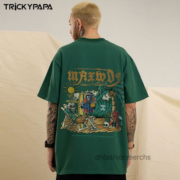 

designer t shirt american street printed short sleeved tshirts brand mens and womens hip-hop vintage loose round neck summer clothes, White;black