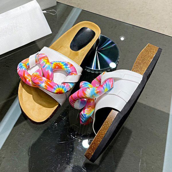 

luxury thick bottom brand leather women slippers multicolour chain clear runway shoes vacation flats femme mules summer, Black
