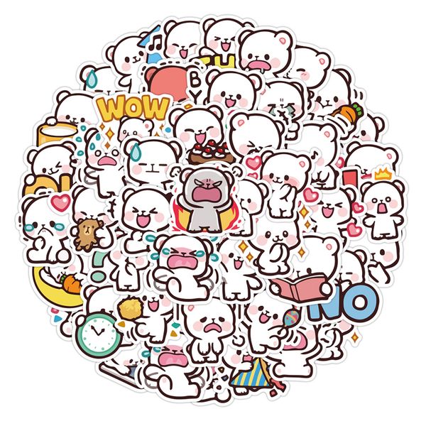 

40pcs cartoon milk bear car sticker pack for trolley case guitar skateboard decals lapskin kids toys cute sticker waterproof