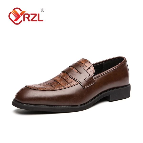 

loafer men fashion slip on men dress shoes new classic leather oxfords wedding party business flat shoes loafers for men, Black