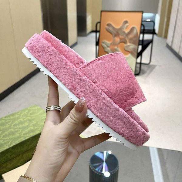 

platform sandals slippers flat summer luxury slide men women rubber leather fashion embroidered loafers designer women 60mm slipper 35-43, Black