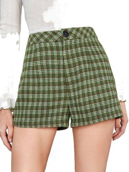 

high waist plaid loose shorts q3zh#, White;black