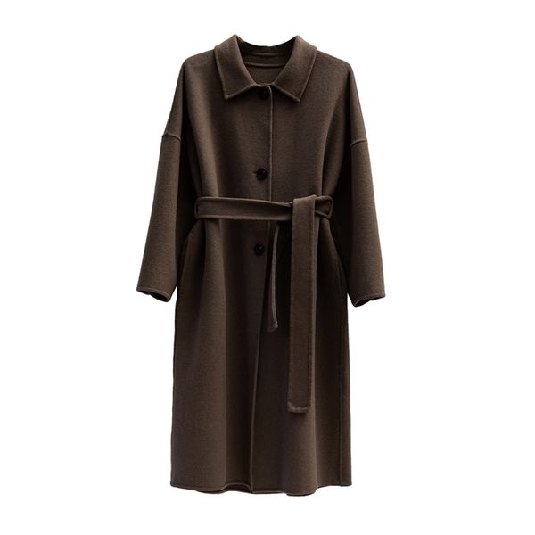 

autumn winter wool coat single breasted maxi coat 201215, Black