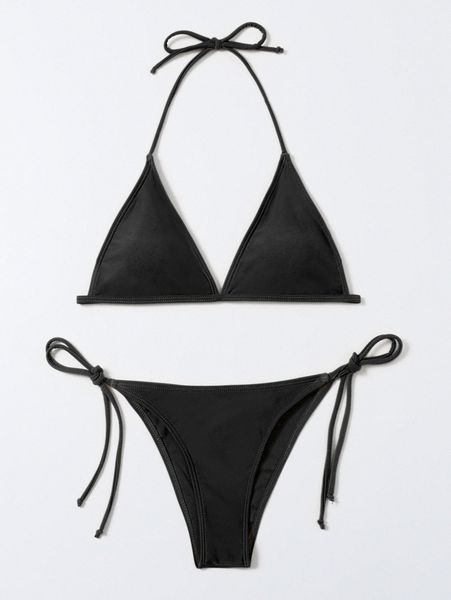 

triangle tie side bikini swimsuit h9qr#, White;black