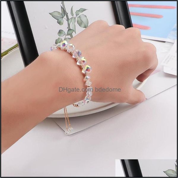 

bangle bracelets jewelry sweet shiny transparent crystal beaded adjustable temperament charms bangles for women girls dh4zf, Black